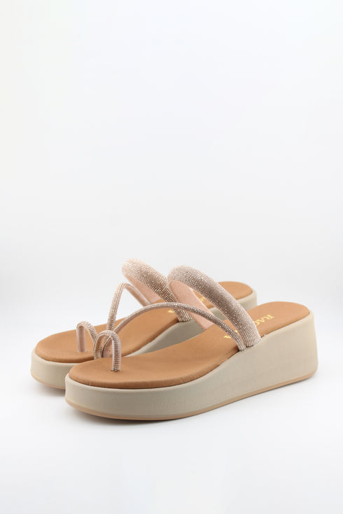 Ragazza Platform Wedge Sandals with Rhinestone Straps